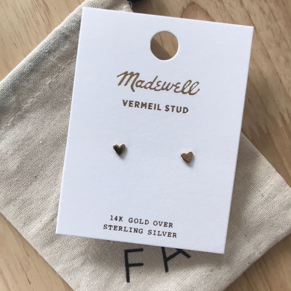 Madewell Jewelry - NWT Madewell Vermeil Heart Stud Earrings